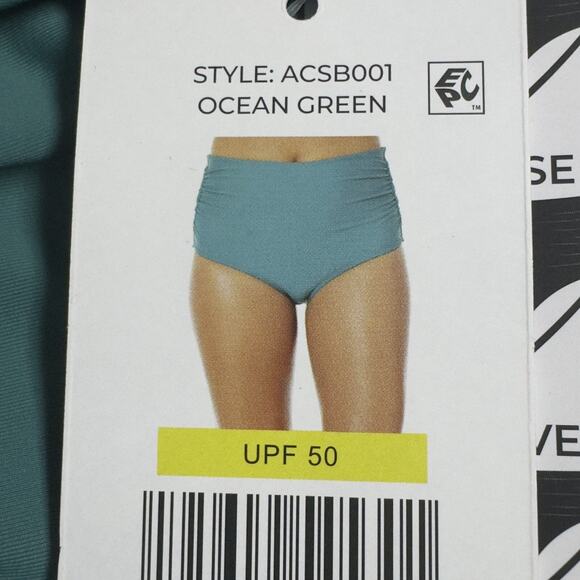 Anne Cole 3 Way Convertible High Waist Shirred Swim Bottom Ocean Green Size XXL - Picture 10 of 10